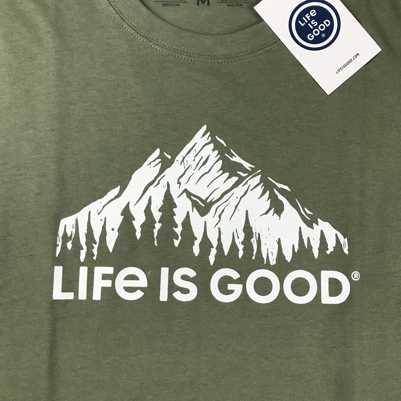 Life Is Good Shirt Men Medium Green Short Sleeves Mountainside Tee NWT gallery