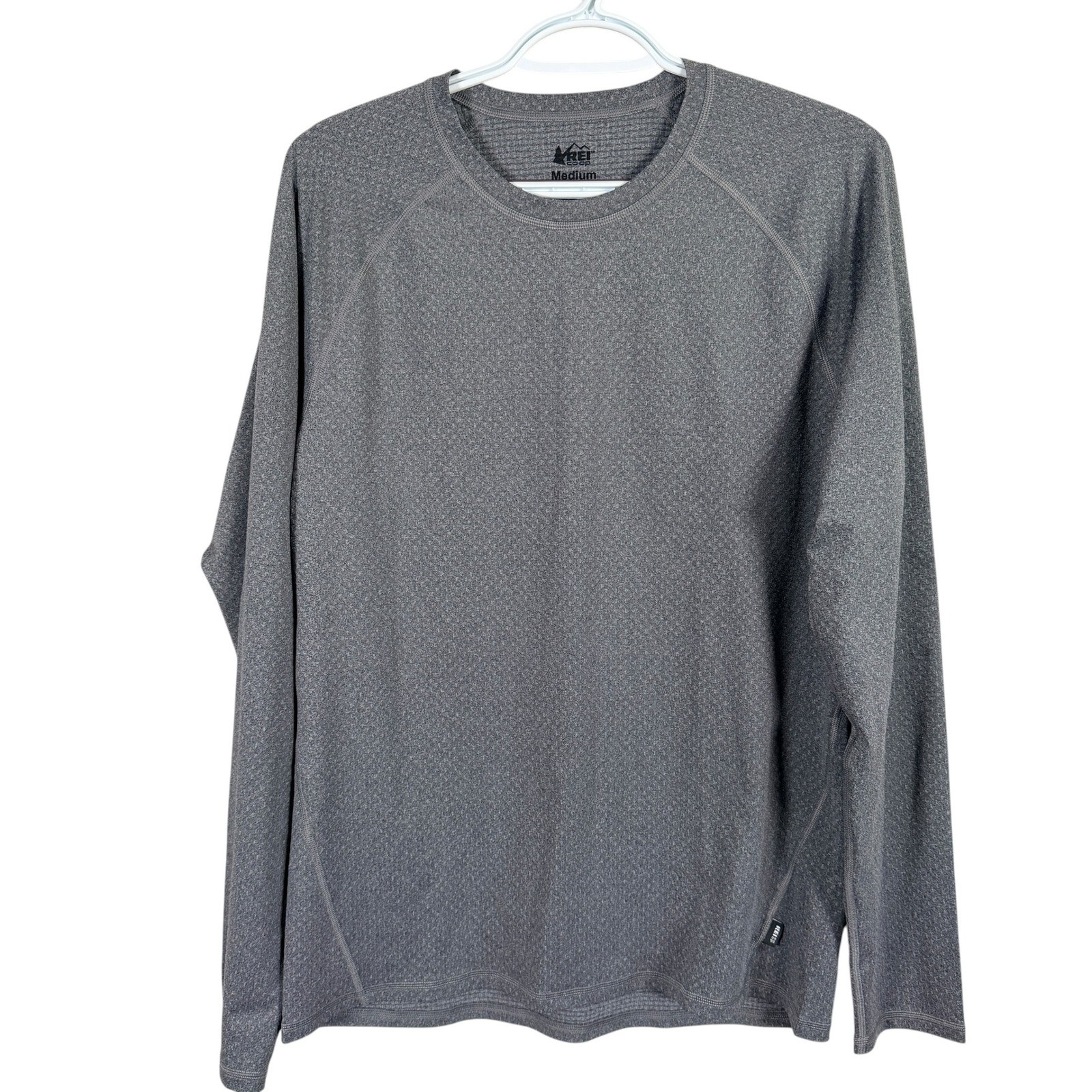 REI Co-op Base Layer Performance Long Sleeve Shirt Mens M Grey Textured gallery