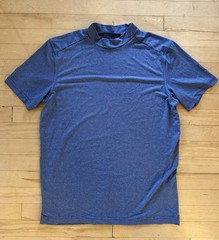 Antigua Men’s Athletic Stretch Fit Tee, Blue Size L, Polyester Spandex Blend