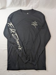 FH Davis Shirt Mens Large Black Long Sleeve Performance Fishing Graphic Marlin