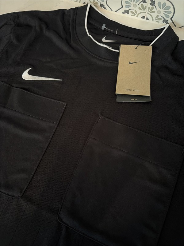 Nike Dri-FIT Men's Soccer Referee Jersey Pocket Top T-Shirt Black New $77 gallery