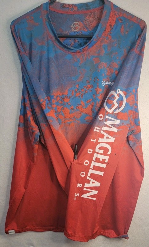 Magellan Outdoors Long Sleeve Moisture Wicking Shirt Red/Blue XL gallery