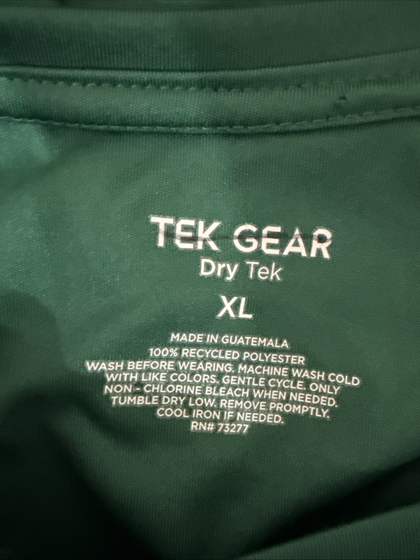 Tek Gear Dry Tek T Shirt Mens XL Green Athletic Workout Performance Tee Gym Wear gallery