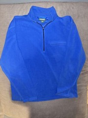 LL Bean Mens Large Blue Fleece Quarter Zip 0BKU3 Pullover Sweater
