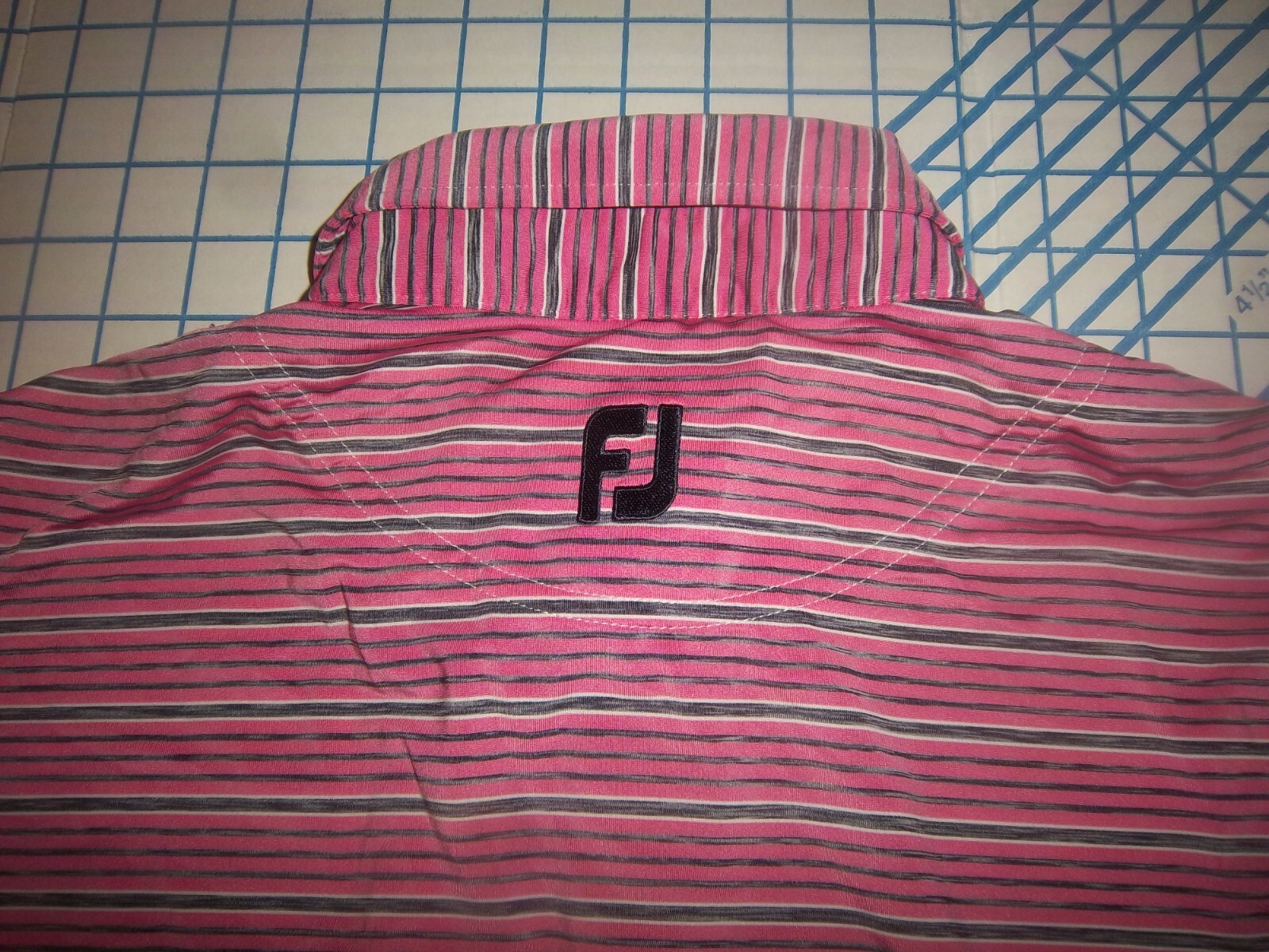 MENS LARGE INK/BLACK/WHITE STRIPED FOOTJOY FOX RUN G.C. POLO SHIRT - NWT gallery