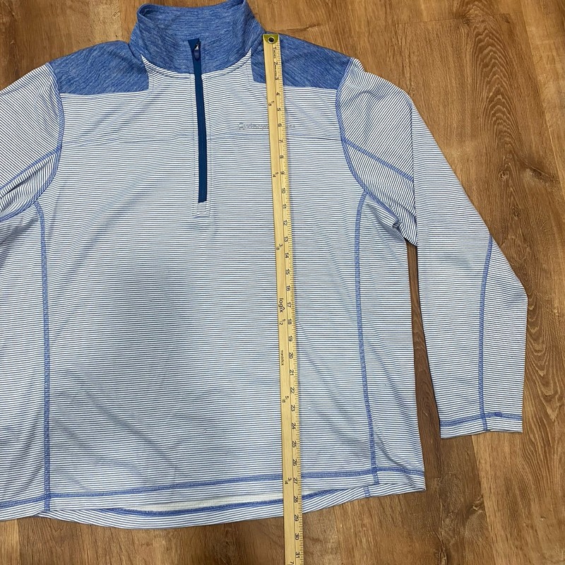 Vineyard Vines 1/4 Zip Pullover Performance Mens XL Aqua Blue White Stripe gallery