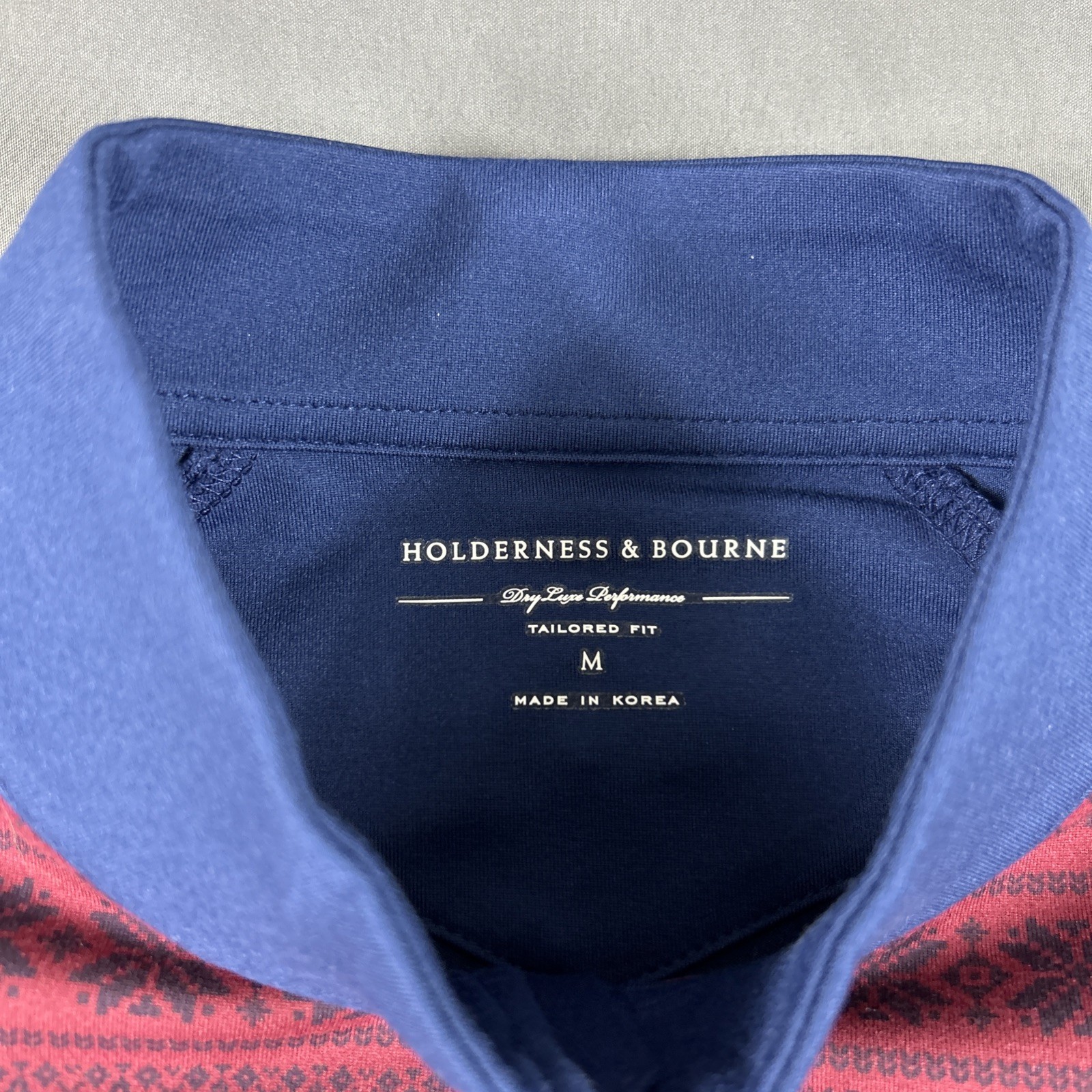 Holderness & Bourne Golf Pullover Sleeve Logo 1/4 Zip Medium Blue Red MSRP $125 gallery