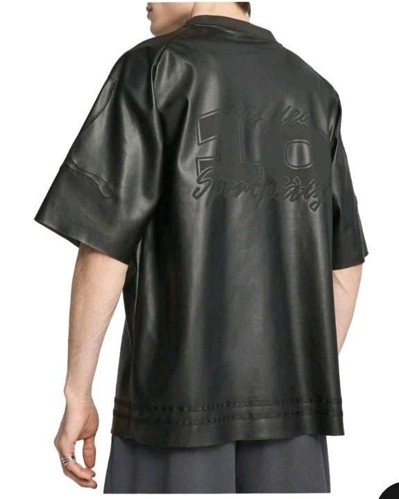 PUMA Special Items Pleather V Neck Long Sleeve Replica Jersey Mens Black 629941 gallery