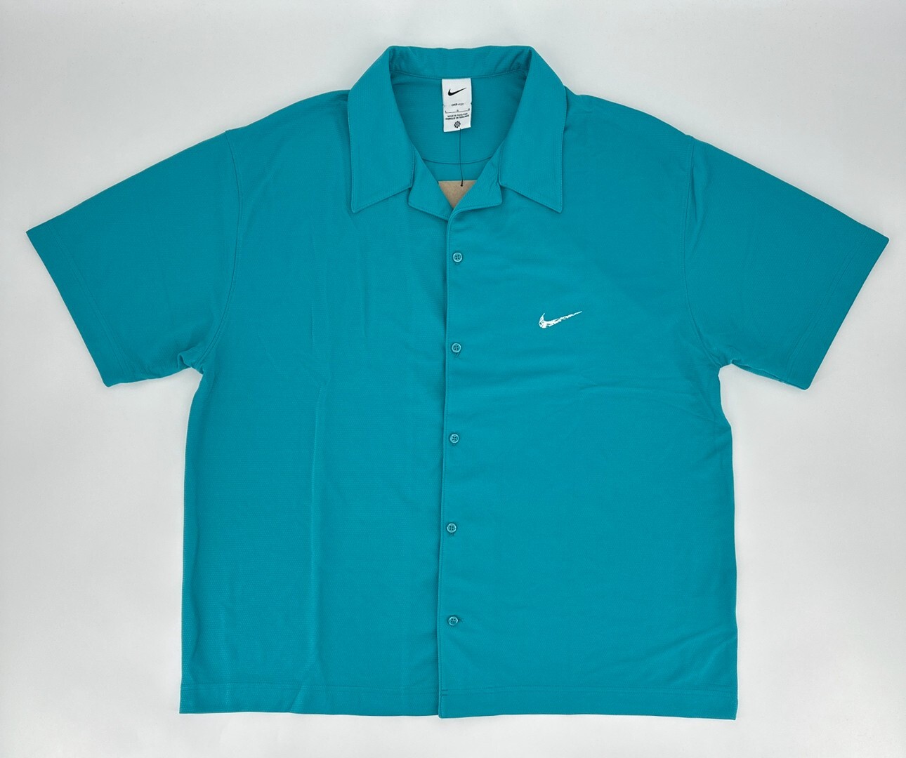 Nike Shirt Men's Large Button Up Short-Sleeve Blue Basketball Top FB6984-367 NWT gallery
