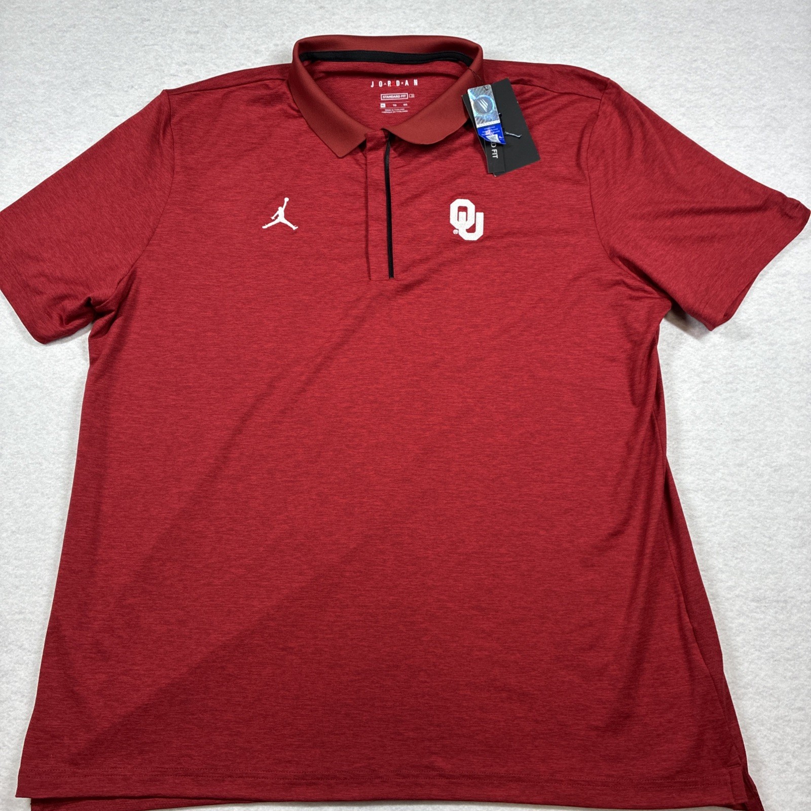 Oklahoma Sooners Jordan Jumpman Performance Polo Maroon Embroidered Golf Size XL gallery