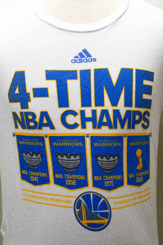 NBA Golden State Warriors Basketball 4-Time Champs XL adidas White T-Shirt gallery