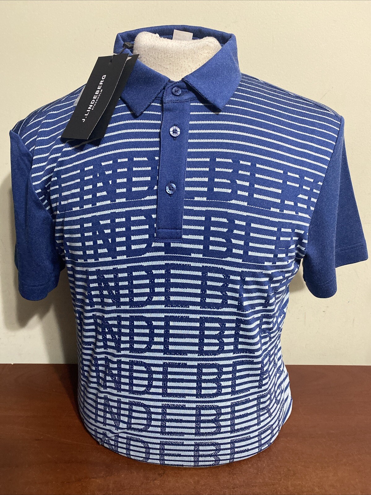 J. Lindeberg Men's NEO SLIM FIT Medium Golf Polo Shirt Estate Blue NEW NWT gallery