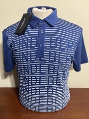 J. Lindeberg Men’s NEO SLIM FIT Medium Golf Polo Shirt Estate Blue NEW NWT