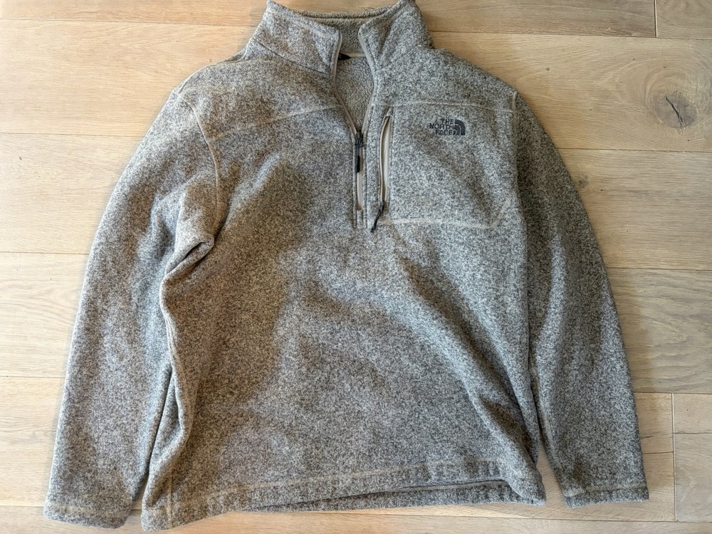 North Face quarter zip oatmeal heather hiking outdoor comfort- XXl