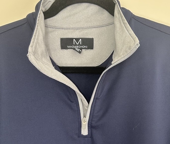 Magaschoni Men’s 1/4 Zip Performance Shirt Navy Blue Size Medium Golf Stretch gallery
