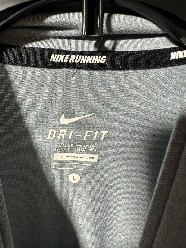 Nike Element Mens L Half Zip Running Top Gray Dri-Fit Pullover Blue Zipper gallery