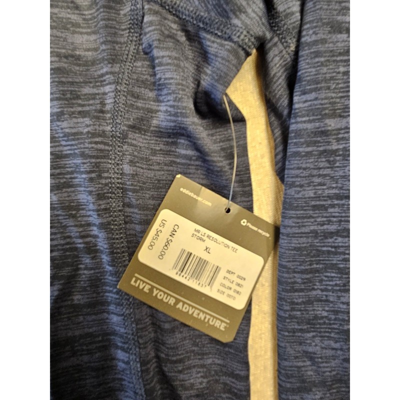Eddie Bauer Mens Resolution Long Sleeve Tee Storm Blue SFI Logo XL NEW gallery