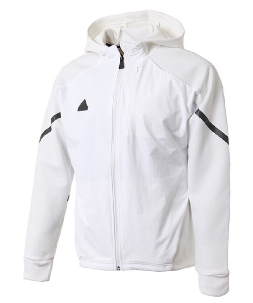 Adidas Men Game-Day FZ Hoody Jackets White Athletic Jersey GYM Top Shirt IC8036