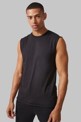 BoohooMan Size M Black Active Gym Tank Sleeveless Cotton Jersey Activewear NWT