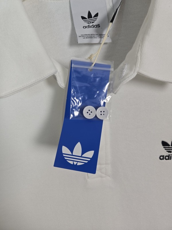 Adidas Rugby Polo Shirt XL Mens White Black Trefoil Logo Long Sleeve Originals gallery