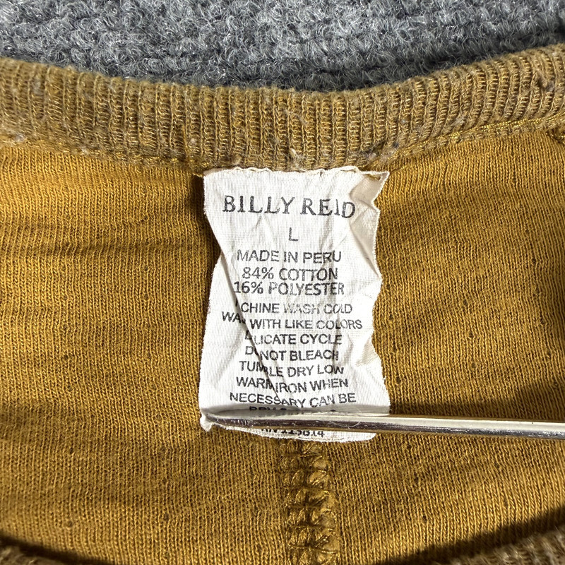 Billy Reid Pullover Mens L Brown Waffle Thermal Crew Neck Cotton Blend Casual gallery
