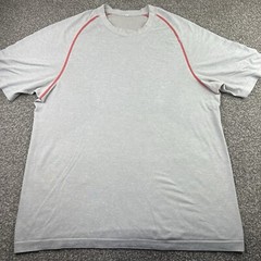 Lululemon Shirt Mens 2XL XXL Gray Red Metal Vent Tech Tee Performance Yoga Gym