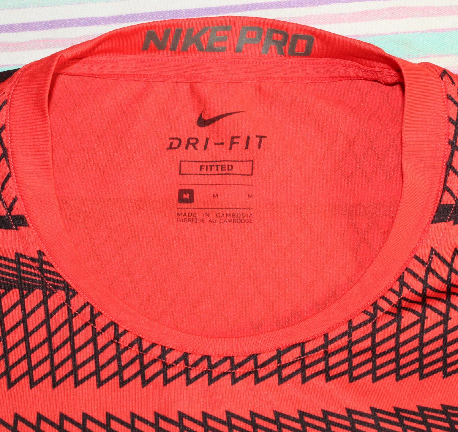 Nike Pro Cool Tri Flow Fluorescent Red Black Athletic Shirt Men's Small Medium gallery