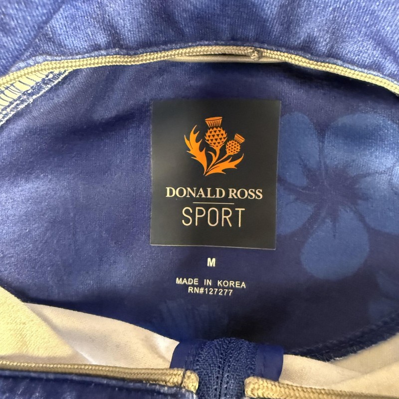 Donald Ross Pullover Mens Medium Blue Floral 1/4 Zip Golf Shirt Long Sleeve Top gallery