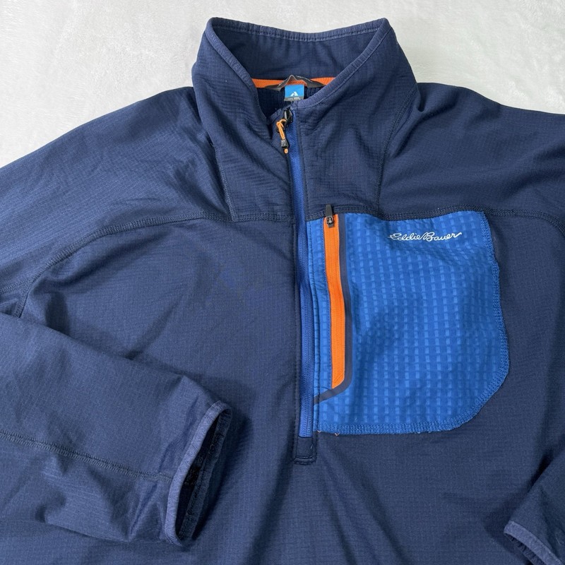 Eddie Bauer Pullover First Ascent Men’s 2XL Blue 1/4 Zip FreeHeat Waffle Knit gallery