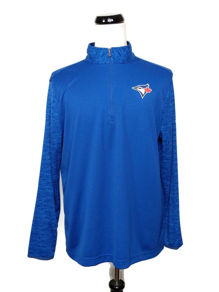 Majestic Cool Base Long Sleeve Pullover Blue Half Zip Athletic Shirt Size XL