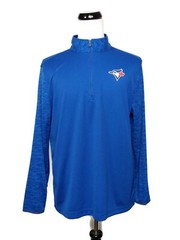 Majestic Cool Base Long Sleeve Pullover Blue Half Zip Athletic Shirt Size XL
