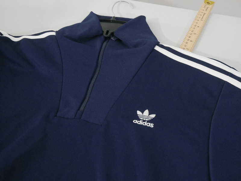 Adidas Men’s S Quarter Zip Track Top Navy 3-Stripes Trefoil Funnel Neck Retro gallery