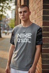 Nike Basketball BSBL Medium Dri Fit Short Sleeve T Shirt Camo/Gray Sports