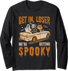 Spooky Halloween Theme Funny Ghost Ride Graphic Unisex Long Sleeve Tshirt