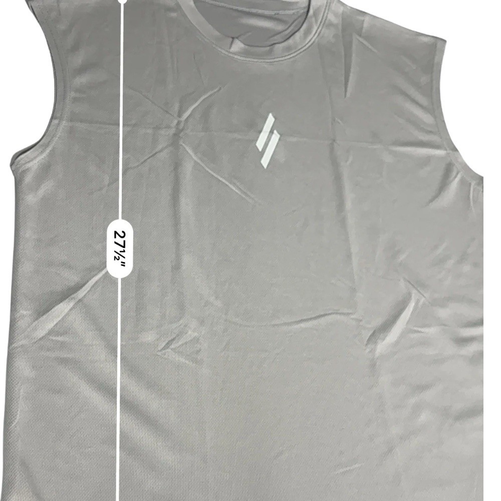 Men's Gray Performance Sleeveless Athletic Shirt Large Moisture Wicking Gym Tank gallery