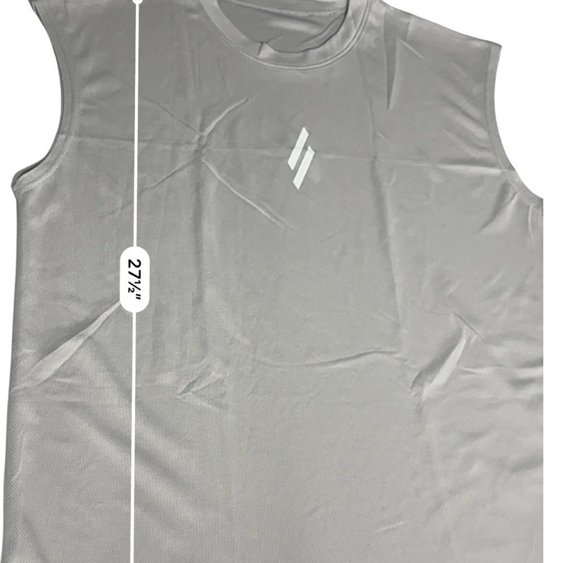 Men's Gray Performance Sleeveless Athletic Shirt Large Moisture Wicking Gym Tank gallery