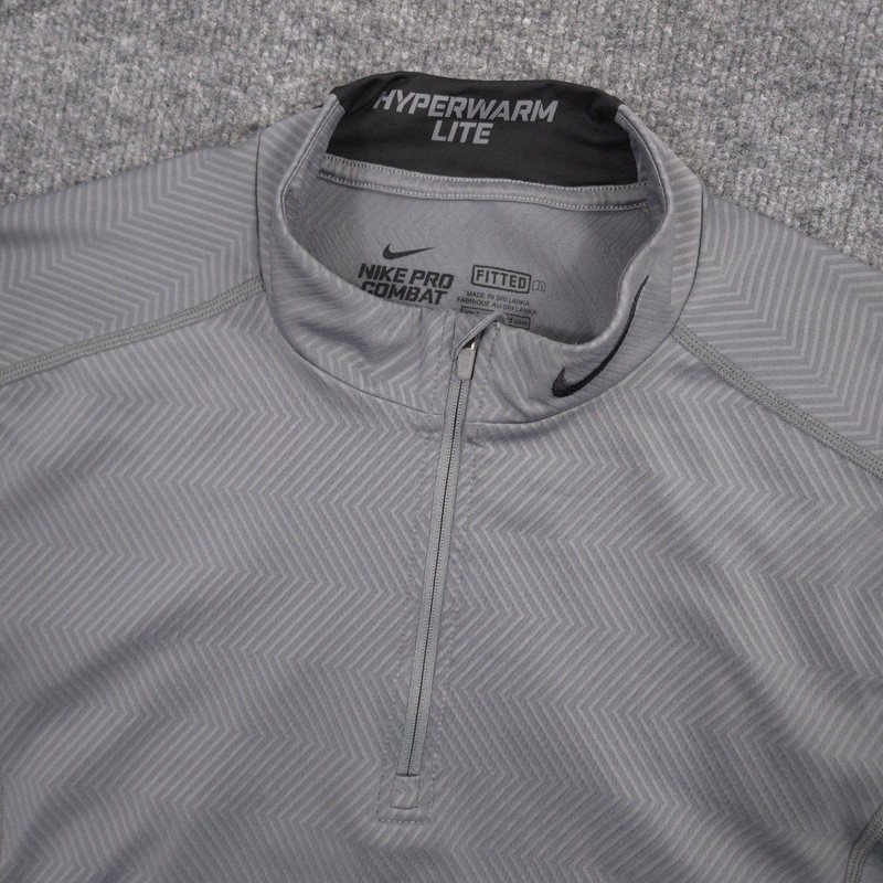 Nike Pro Combat Hyperwarm Lite 1/4 Zip Mens M Gray Fitted Performance Pullover gallery