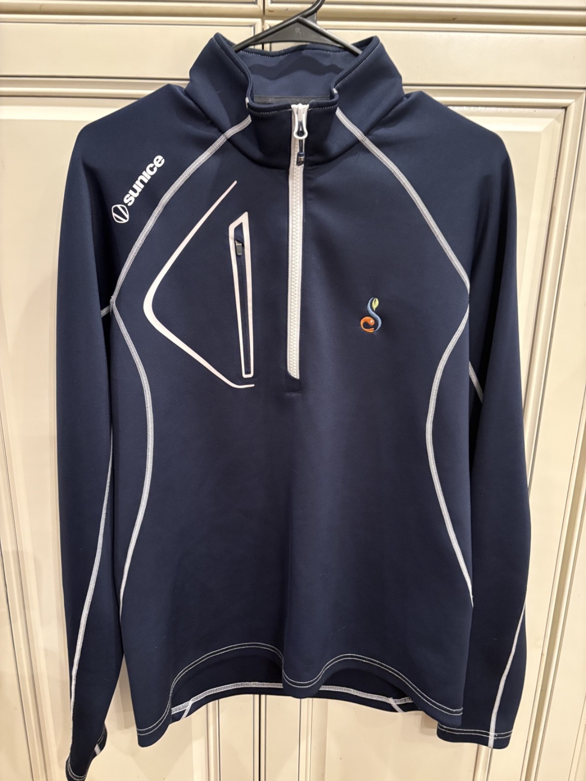 Sunice Pullover Mens Medium Blue Stretch Quarter Zip Long Sleeve Golf Shirt Top gallery