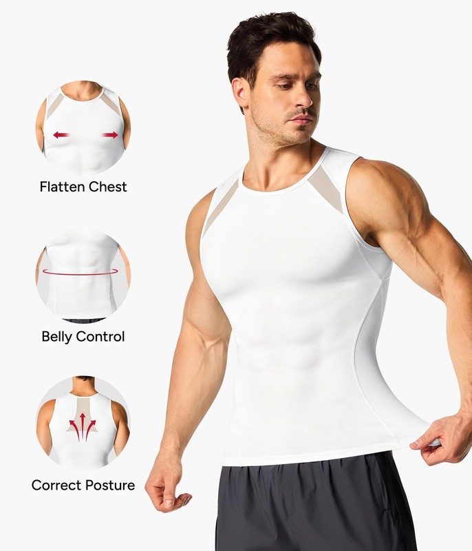 Men's Compression Slimming Tummy Control Tank Top Undershirt Workout Shaper gallery