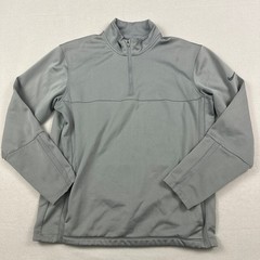 Nike Golf Sweater Men Medium Gray Solid 1/4 Zip Tour Performance Pullover M *
