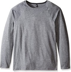NWT Mens $54 Onzie Yoga Raglan Long Sleeve Tee Shirt in Gray / Black M/L