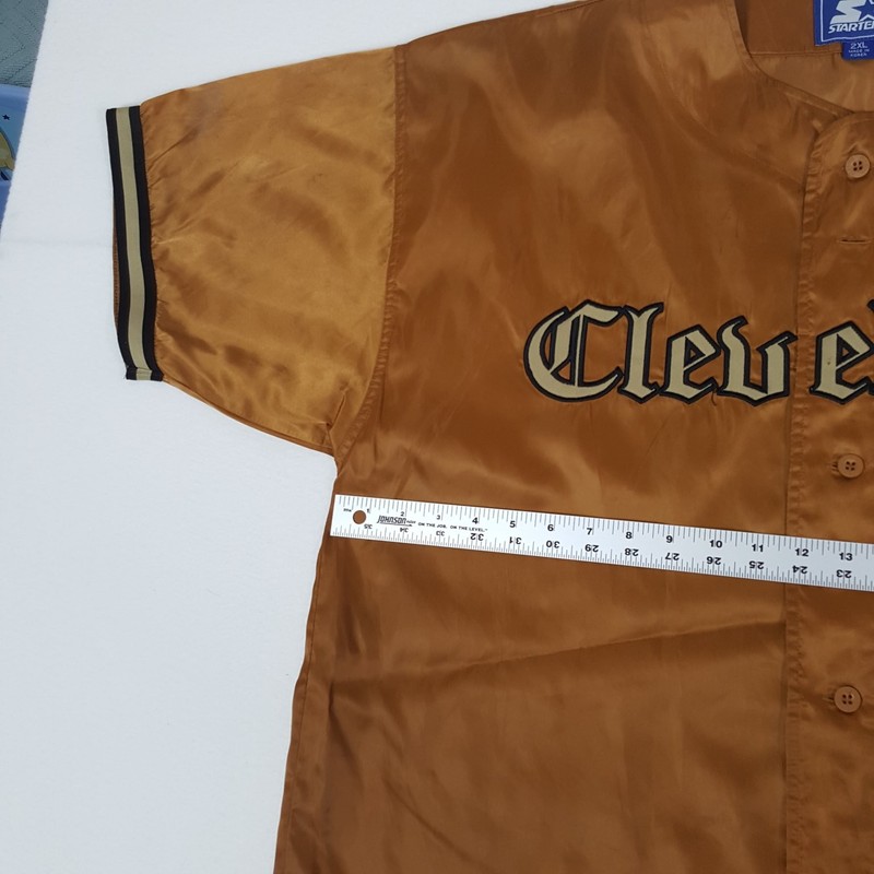 Starter Cleveland Activewear Top Men's 2XL Gold Nylon Baseball Jersey gallery