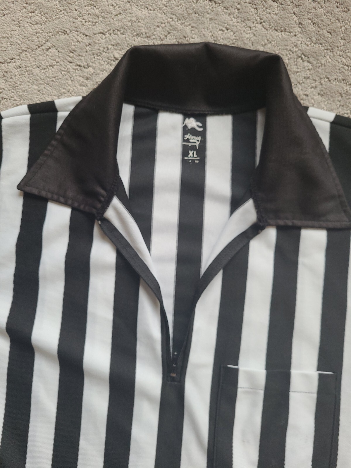 Honig's Whistle Stop Men's Umpire Referee Jersey Shirt XL Black White 1/4zipper gallery