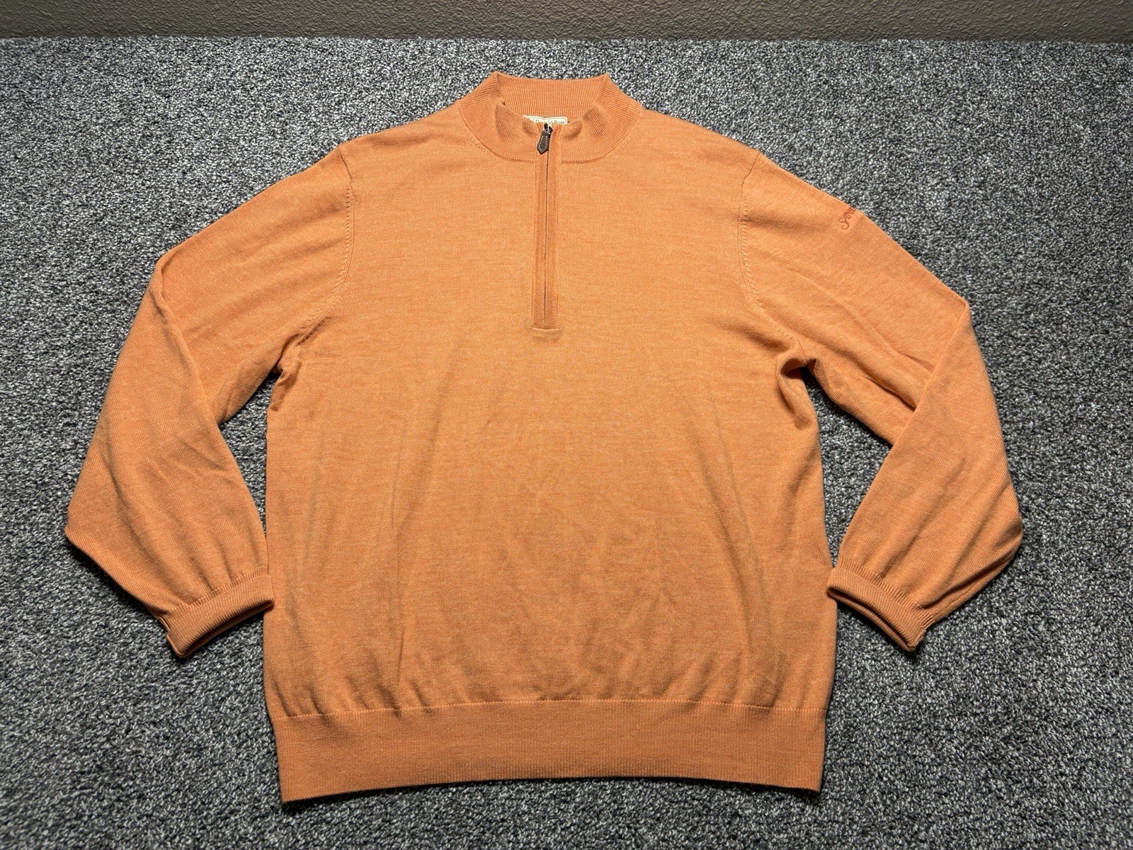 Donald Ross 1/4 Zip Pullover Mens Large Orange 100% Merino Wool Sand Creek gallery