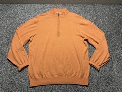 Donald Ross 1/4 Zip Pullover Mens Large Orange 100% Merino Wool Sand Creek