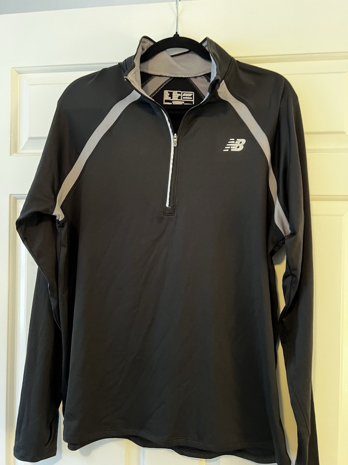 New Balance NB Dry 1/4 Zip Pullover Shirt Black Gray Long-sleeve Mens Size Large gallery