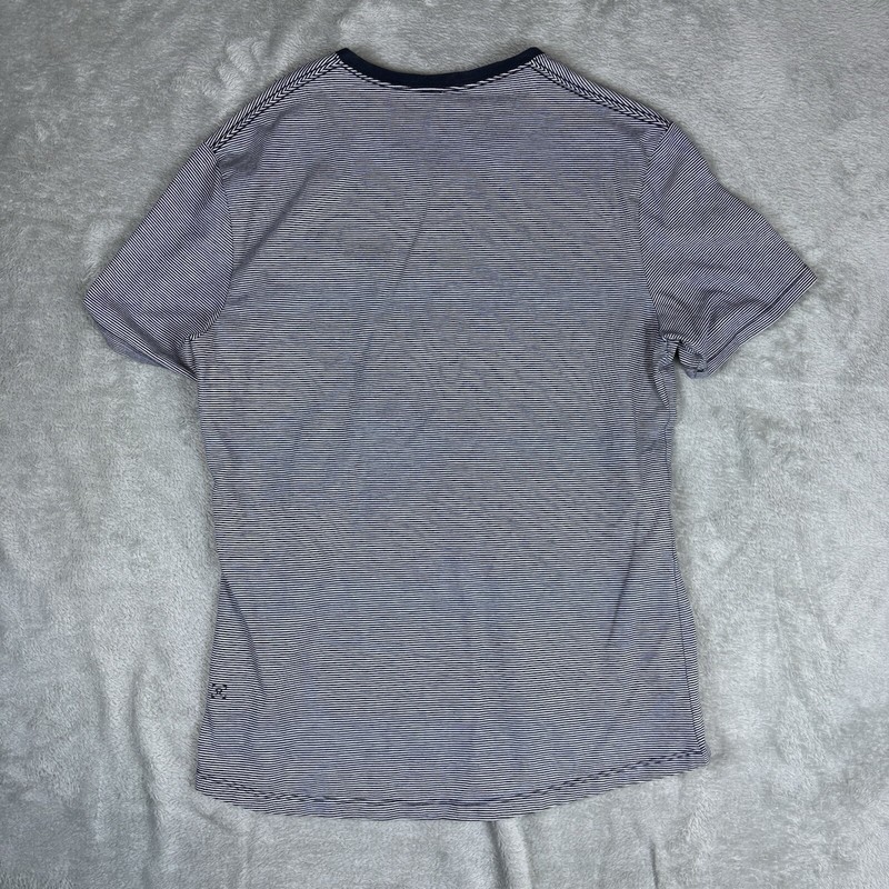 Lululemon Shirt Mens Small Short Sleeve Striped Slim Fit V-Neck Casual Everyday gallery