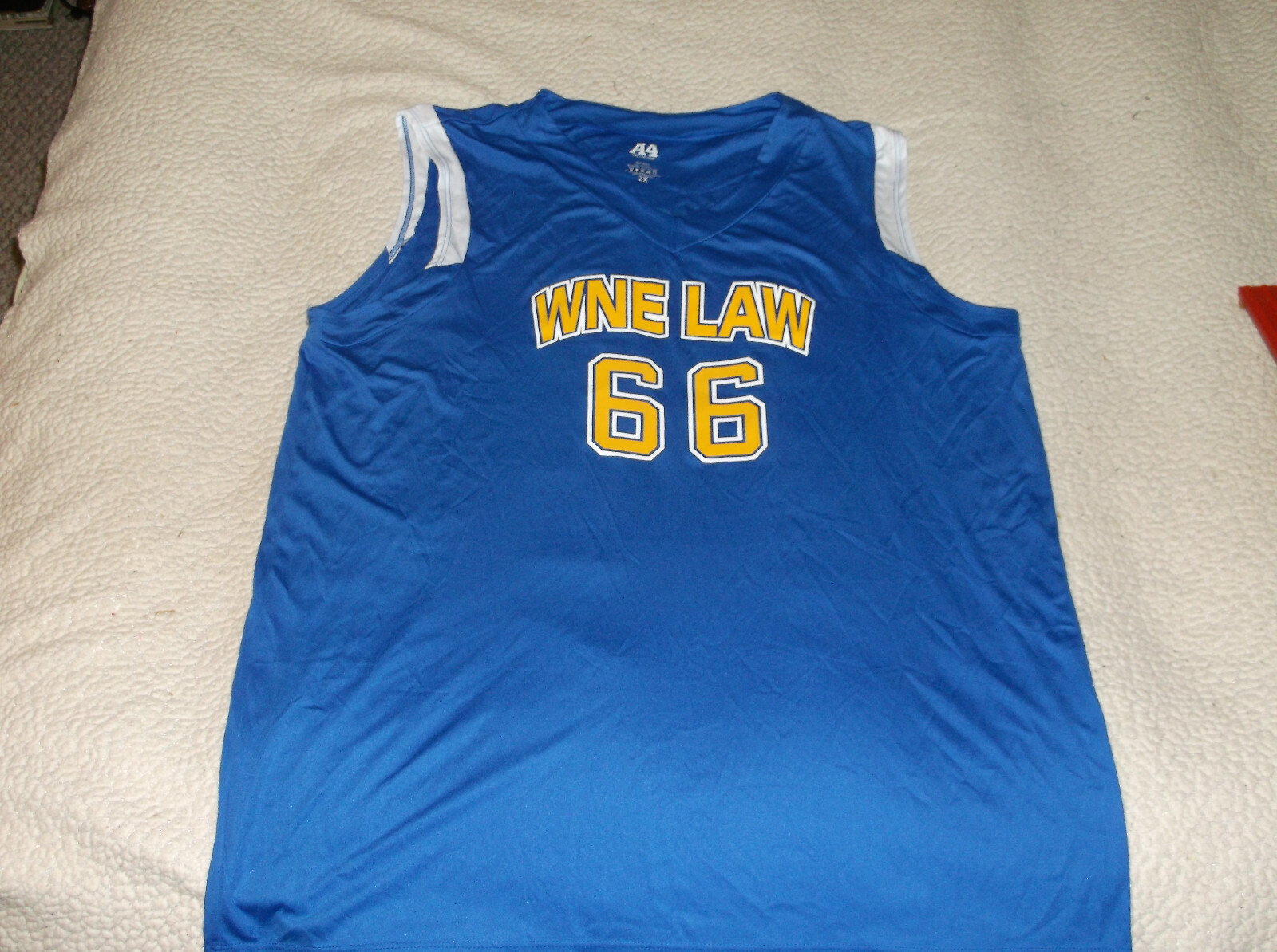 THEMIS BAR REVIEW BASKETBALL JERSEY ADULT 2XL WNE LAW BLUE AND YELLOW MINT gallery