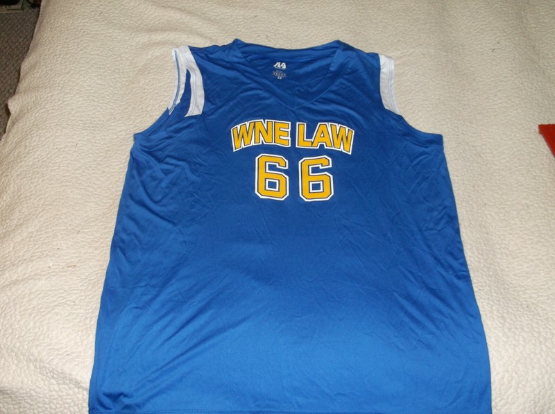 THEMIS BAR REVIEW BASKETBALL JERSEY ADULT 2XL WNE LAW BLUE AND YELLOW MINT gallery