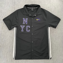 Nike NY Court Shirt Adult Small Black Button Up Tennis NYC Swoosh Logo Mens S